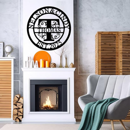 Personalized Metal Family Wall Decor Last Name Signs Welcome to Our Home Outdoor Wall Art Wedding Gifts Personalized Family Name Sign Anniversary Wedding Gifts for Couples 2025 Women,Wife, Parents, Housewarming