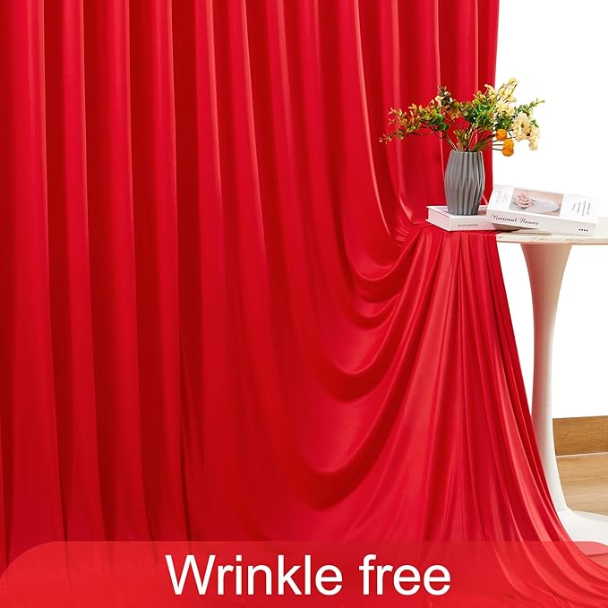 10x10 Red Backdrop Curtain for Parties Wedding Wrinkle Free Red Photo Curtains Backdrop Drapes Fabric Decoration for Birthday Party Baby Shower Christmas 5ft x 10ft,2 Panels