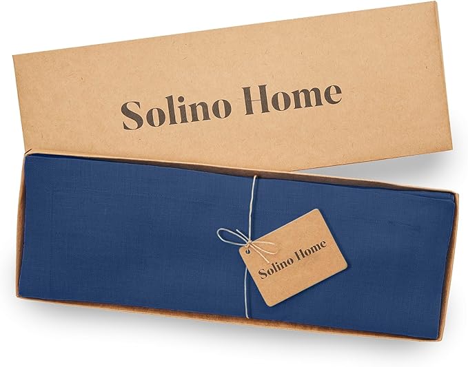 Solino Home Linen Placemats Set of 4 - Indigo Blue Placemats 14 x 19 Inch - 100% Pure Linen Table Place Mats for Fall, Autumn, Christmas, Holiday, Winter, New Year - Fete