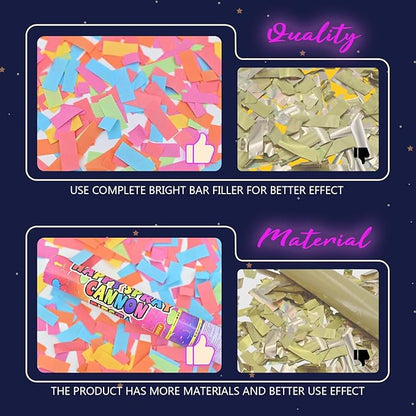 Confetti Cannon 12 Pack Confetti Poppers Biodegradable Multicolor 12 Inch Party Poppers for Celebration Biodegradable Confetti Shooter Cannon Bulk for Birthday Graduation Wedding Christmas NewYear