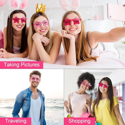 10/20/30/40 Pack Star Sunglasses Rimless Transparent Pentagram Shaped Sunglasses Bulk Party Favor Glasses for Women (40, Pink, Hot pink)