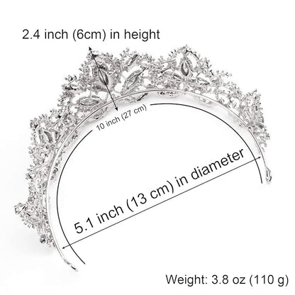 Silver Tiaras for Women Crystal Crowns for Girls Aurora Borealis Wedding Bridal Princess Prom Party Queen Hair Accessories for Birthday Halloween Bride Bridesmaids Photography Quinceanera