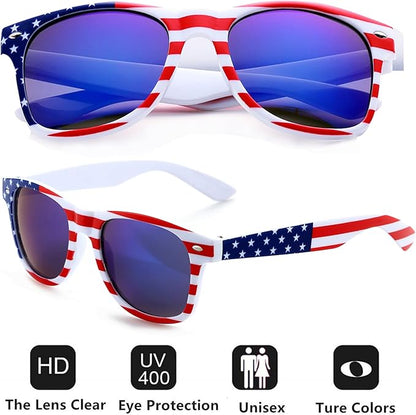 Eyegla Bulk American Sunglasses USA Flag Sunglasses Patriotic Glasses 4th of July Party Supplies-10/20Pack