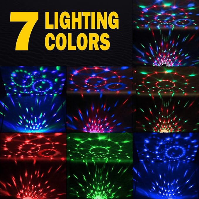 [2-Pack] Disco Ball Party Lights Sound Activated Remote Control, 12 Modes Stage Strobe DJ Lights for Christmas Party Decorations Stocking Stuffers White Elephant Gifts Birthday New Years Eve