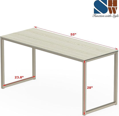SHW Mission 55-Inch Home Office Computer Desk, Maple