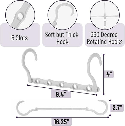 Mr. Pen- Space Saving Hangers for Clothes, 16 pcs, White, Plastic Multi Clothes Hangers Space Saving, 5 Slots, 360° Rotating Hooks