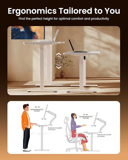 ErGear Height Adjustable Electric Standing Desk, 32 x 19 Inches Sit Stand up Desk, Memory Computer Home Office Desk, White