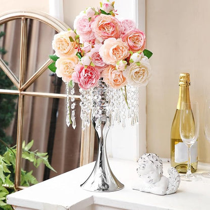 Unittype 20 Pcs Wedding Centerpieces for Tables 13 Inch Tall, Crystal Flower Stand Floral Vases for Tabletop Flower Arrangement Stand Valentines Gift Baptism Christmas Party Decor (Silver)