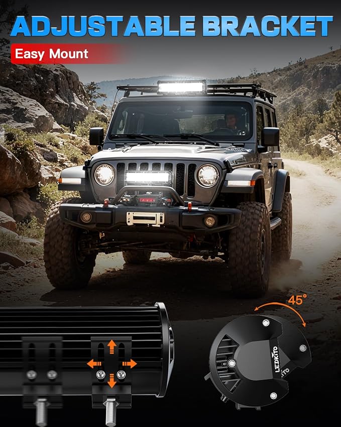 12 Inch LED Light Bar 120W 30000LM LED Off Road Driving Fog Lights Work Lamps Spot Flood Combo with Rocker Switch 16AWG Wiring Harness Kits for Trucks ATV UTV SUV UTE Pickup Tractor Golf