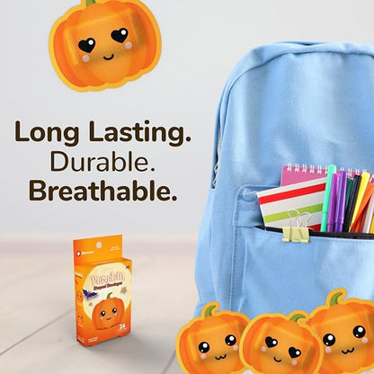 BioSwiss Kids Bandages, Halloween Pumpkin Shaped Self Adhesive Bandage Set, Latex Free, Sterile Wound Care, 24 Count