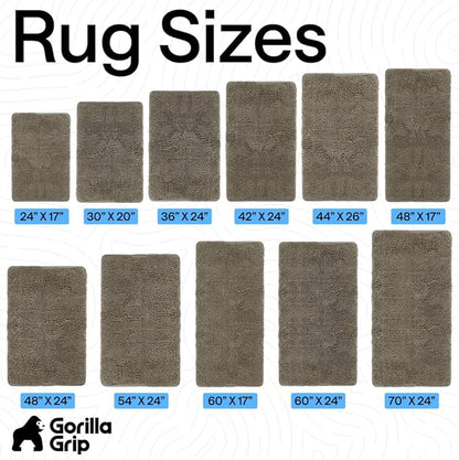 GORILLA GRIP Bath Rug Mat 44x26, Thick Soft Absorbent Chenille, Quick Dry Microfiber Mats, Rubber Backing Washable Shower Floor Rugs, Bathmat Runner, US Designed Bathroom Home Decor Accessories Latte