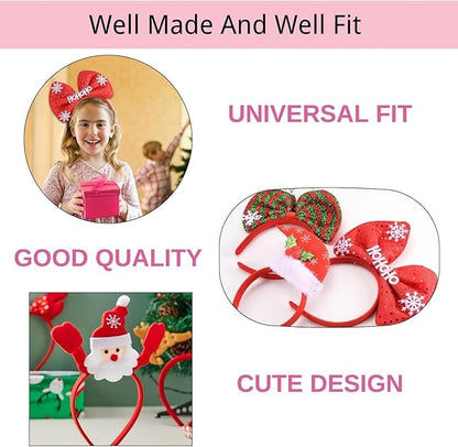 SEVEN STYLE 12 PCS Holiday Headbands,Cute Christmas head hat toppers,Great Fun and Festive for Christmas Party Favors Holiday Favors Photos Booth