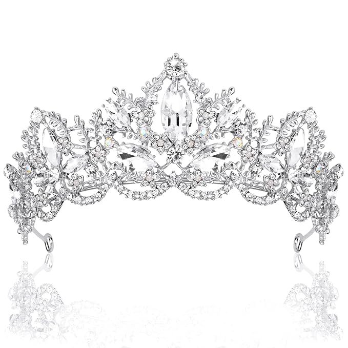 Silver Tiara Wedding Tiaras and Crowns for Women Rhinestone Queen Tiara for Women Princess Crown Birthday Tiara Headbands for Wedding Prom Bridal Party Halloween Costume Christmas Gifts