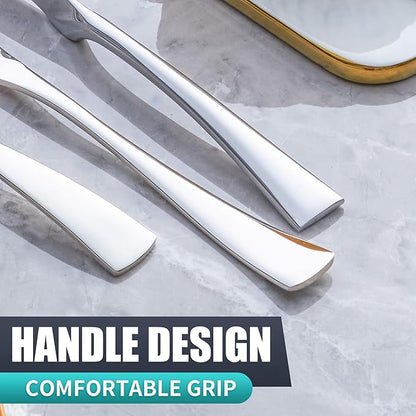 20 Pieces Silverware Set Service for 4,Modern 18/10 Stainless Steel Flatware Cutlery Set,Utensil Set for Home Restaurant Hotel,Mirror Polished,Dishwasher Safe