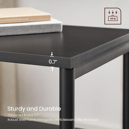 VASAGLE Side Table, Small End Table, Tall Nightstand for Living Room, Bedroom, Office, Bathroom, Classic Black ULET273B16