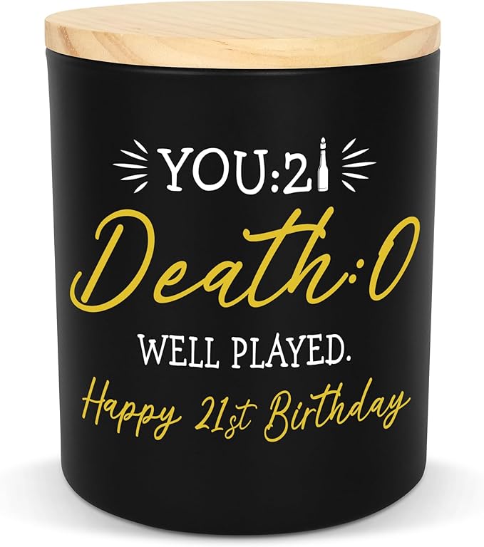 Christmas 21st Birthday Gifts for Her Him - Long Lasting Vanilla Lavender Candle 10 oz - 21st Birthday Gifts for Women Men Friend Boyfriend Girlfriend Sister, Funny Gift for 21 Year Old Female