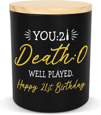 Christmas 21st Birthday Gifts for Her Him - Long Lasting Vanilla Lavender Candle 10 oz - 21st Birthday Gifts for Women Men Friend Boyfriend Girlfriend Sister, Funny Gift for 21 Year Old Female