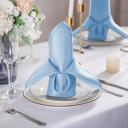 50pcs Polyester Cloth Napkins - 17 x 17 inch Blue Mist Dinner Washable Napkins with Hemmed Edges for Restaurant/Wedding/Hotel(50,Blue Mist)