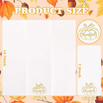 200 PCS Thanksgiving Pumpkin Napkins - 3-Ply Heavy Duty Fall Pumpkin Paper Napkins - Thanksgiving Disposable Hand Towels Napkins for Friendsgiving Table Decor Party Supplies