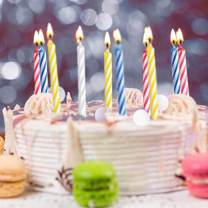 MTLEE Spiral Birthday Candles Colorful Cake Paraffin Candles for Celebrating Birthday Cake Decorations for Holiday Party(4 Color,576 Pcs)