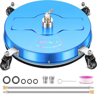 19'' Pressure Washer Surface Cleaner with 4 Wheels - Stainless Steel Surface Cleaner for Pressure Washer Attachment for Concrete, Driveway, Patio, Sidewalk, Deck and Driveways (19 INCH Blue)