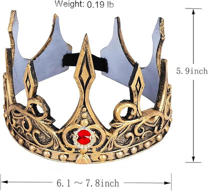 DothRayan Royal King Crown for Cosplay Prop Holiday Party, Halloween Costume Prom Party, Adjustable Royal Crown Prince Tiara