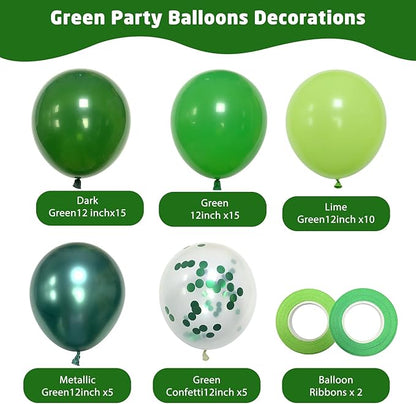 Green Balloons, 50pcs 12 Inch Different Shades Dark Green Balloons Green Latex Party Balloons for Party Decorations Patrick's Day Jungle Forest Themed Decorati