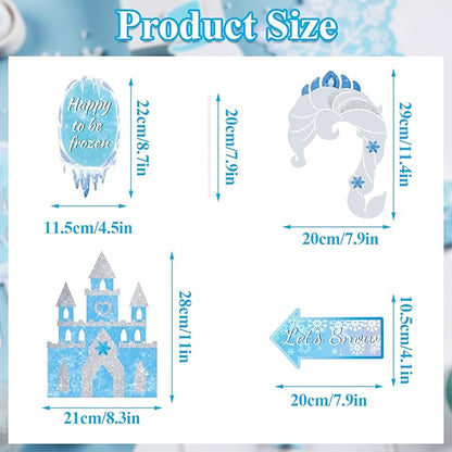 SUNBEAUTY 36 PCS Winter Wonderland Photo Booth Props Frozen Party Decorations Snow White Photo Booth Props for Winter Birthday Theme Party Holiday Christmas Party Supplies