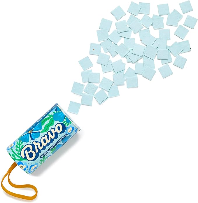 Modern Sprout Seed Confetti Poppers with Flower Seeds - Party Favors for Outdoor Wedding, Birthday & Parties - Non-Toxic, Plastic-Free & Pollinator Safe Plantable Seed Paper - Blue Bravo (Pack of 12)