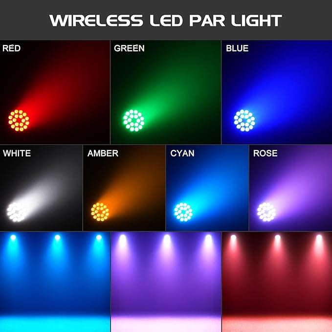 RGBW Par Light with Halo Ring Stage Light, Sound Active Uplight for Party & DJ DMX512 & Remote Control for Wedding and Strobe Light