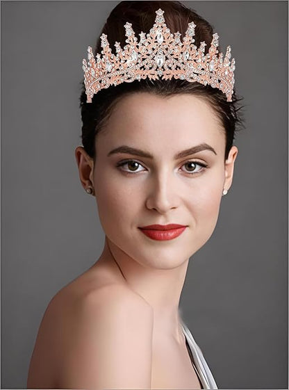 Crystal Tiara Crown for Women, Rhinestone Queen Headband Wedding Bridal Hair Accessories, Princess Crown for Birthday Prom Quinceañera Party Pageant Halloween Cosplay