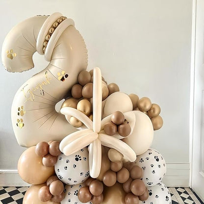 40 Inch Balloon Number 2 Beige, Large Foil Cream Number Balloons Set 0-9 for Men Women, Self Inflating Digital 2 Helium Balloons for Boys Girls 2nd Birthday Anniversary Baby Shower Party Decorations