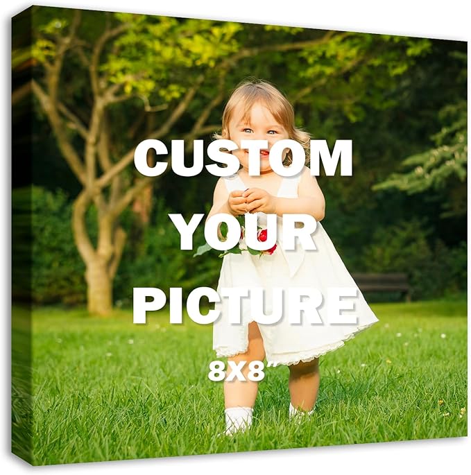 DBLAKI Personalized Photo to Canvas Print - Custom Canvas Prints With Your Photos,Custom Picture Frames Photo Prints Wall Art Ideal for Home Decor Gifts Keepsakes 8"x8"