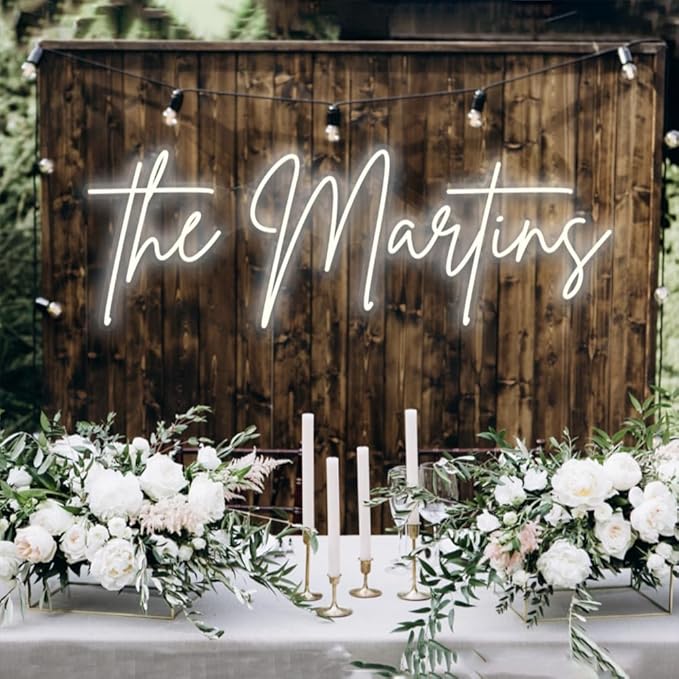 Custom Led Neon Signs - Neon Sign Customizable for Wall Decor | Personalized Neon Sign for Wedding, Led Neon Lights Light Up Sign for Family Bar Birthday Party Gift Business Shop Name Logo