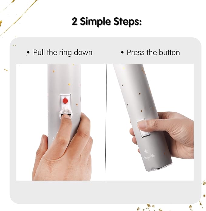 Confetti Cannon with Magic Snap - Pack of 6 Gold Poppers - Confetti Shooters for New Year's Eve, Birthday, Graduation, Party, Weddings - Confetti Launchers for any Celebration