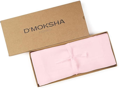 D'Moksha Homes Linen Pastel Pink Table Runner 120 Inches Long - 100% Pure Linen Dining Table Runner 14 x 120 Inch for Winter, Christmas, Holiday - Machine Washable