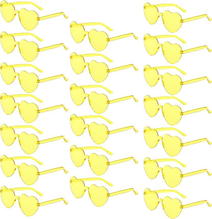 20 Pairs Heart Shaped Sunglasses Bulk, Colorful Rimless Fun Heart Sunglasses for Women Party Favors