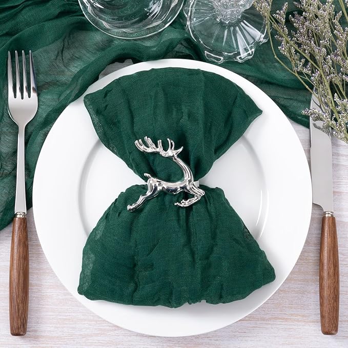 Socomi Emerald Green Cheesecloth Napkins Fall Thanksgiving Cheese Cloths Gauze Set of 50 Boho Washable Dinner Table Napkins for Wedding Party Baby Shower Birthday Party Decor