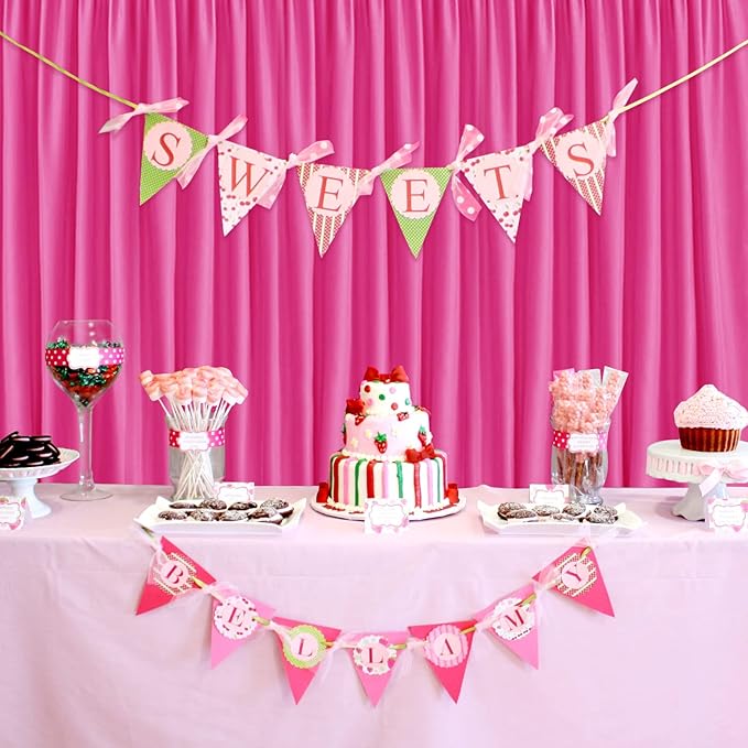 Hiasan Fuchsia Backdrop Curtains for Parties, Polyester Photography Backdrop Drapes for Family Gatherings, Wedding Decorations, 5ftx8ft, Set of 2 Panels