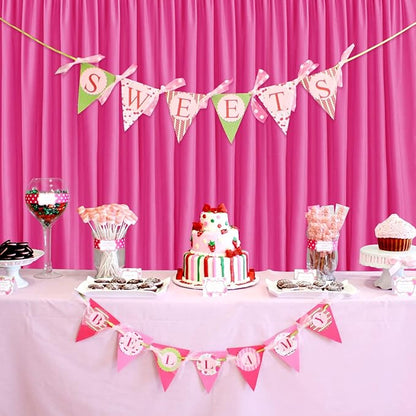 Hiasan Fuchsia Backdrop Curtains for Parties, Polyester Photography Backdrop Drapes for Family Gatherings, Wedding Decorations, 5ftx8ft, Set of 2 Panels