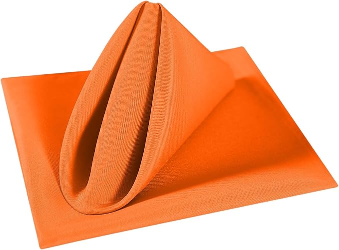 Cupuamon Cloth Napkins 17x17 inch Washable Polyester Dinner Napkins Soft Table Napkins for Wedding Party Dining Banquet(Orange,25PCS)