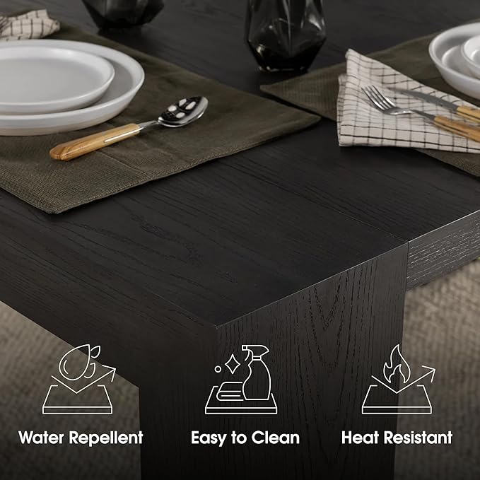 Transformer Table - Solid Wood Extendable Dining Table, Seats 2-12, Expandable Dining Room Table, Space-Saving Furniture, Expandable Dining Furniture, Black (Table Only)