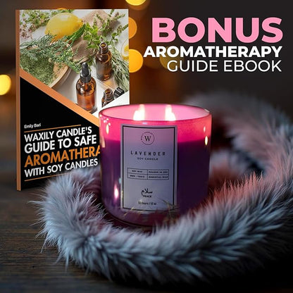 Waxily Lavender Scented Soy Candle | Non-Toxic, Phthalate-Free Essential Oil Candle | Aromatherapy, Luxury Gift, Clean Burning, Sleep Support, Calming Spa, Vegan Home Decor | 12oz