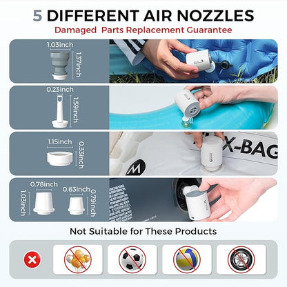 FLEXTAILGEAR Tiny and Portable Air Pump Ultra-Mini Pump with 1300mAh Battery USB Rechargeable to Inflate Deflate for Pool Floats, Air Bed, Air Mattress Swimming Ring, Vacuum Storage Bags