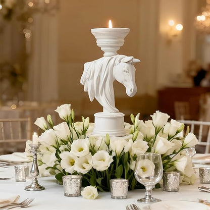 12'' Horse Candle Holder – Rustic Equestrian Stallion Figurine Stand, Farmhouse Western Decor for Table, Mantel, Entryway – Unique Gift for Horse Lovers