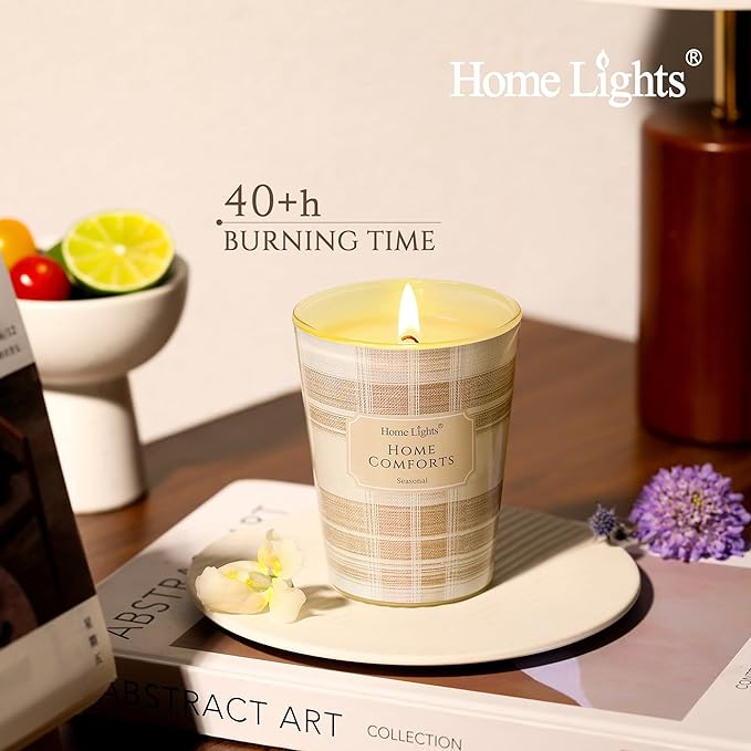 HomeLights Home Comforts Scented Candles | 6.7oz Soy Candles Rustic Modern Large Candle Jars | Ideal Candle Gifts for Events, Home Decor Stress, Relief & Relaxation