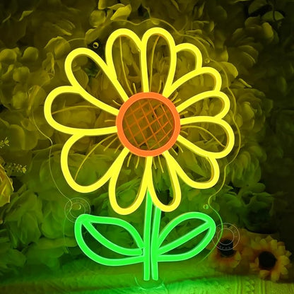 SYLHOME Sunflower Led Neon Light Sign Bedroom Living Room Kids Room Classroom Wall Decor Sign Game Room Birthday Christmas Party 13.78" X 11.38" USB