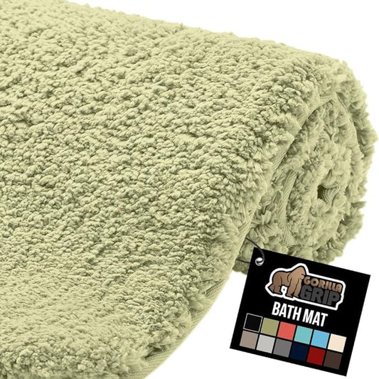 GORILLA GRIP Bathroom Rugs, 30x20, Ultra Soft Absorbent Mat, Thick Plush Bath Rug, Machine Washable, Microfiber Quick Dry, Mats for Shower, Bathtub and Floor, Home Decor Accessories, Sage