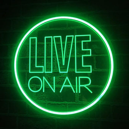 NOXTROND Live On Air Neon Sign, USB Powered Live On Air Light Sign, Dimmable Round Live Streaming LED Neon Night Light for Tiktok, Twitch Streamer, Gamer, Game Room, Studio Decor (Green)