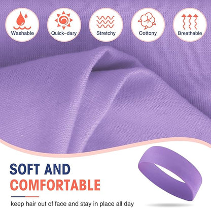 Hotop 20 Pcs Sport Stretchy Headbands for Girls Women Non Slip Soft Fabric Elastic Headband Bulk for Yoga DIY Team Gifts